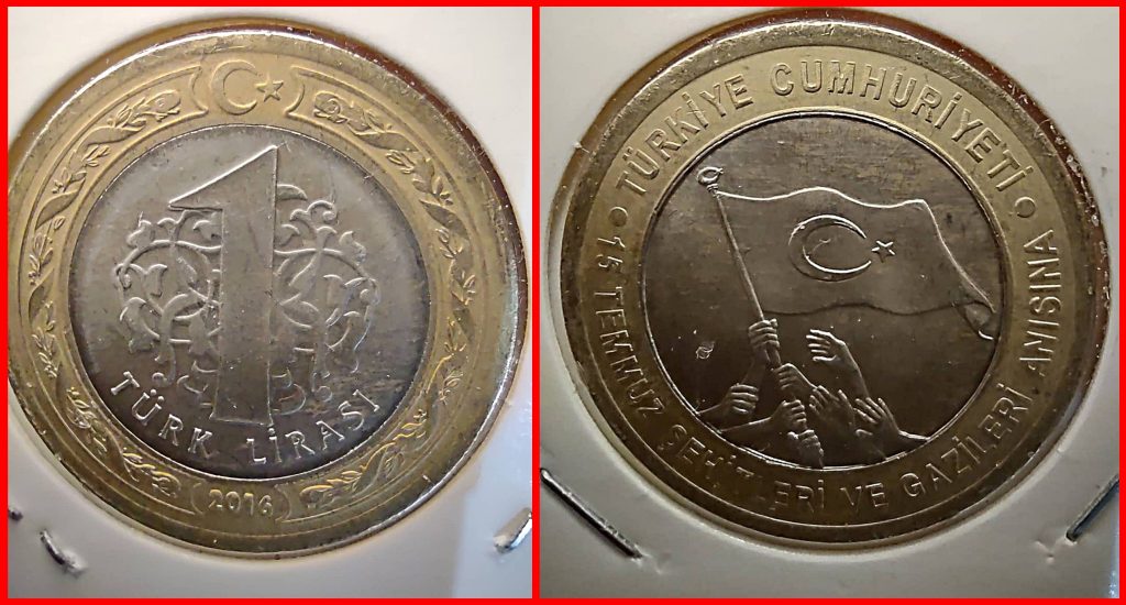 Mint. Error 1 Turkish Lira, 2016