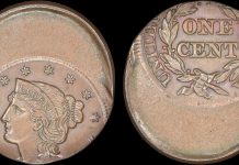 MINT ERROR AMERIKAN CENT (1843-1857) Mature Head Large Cent -- Struck 30% Mint Errror MS 64